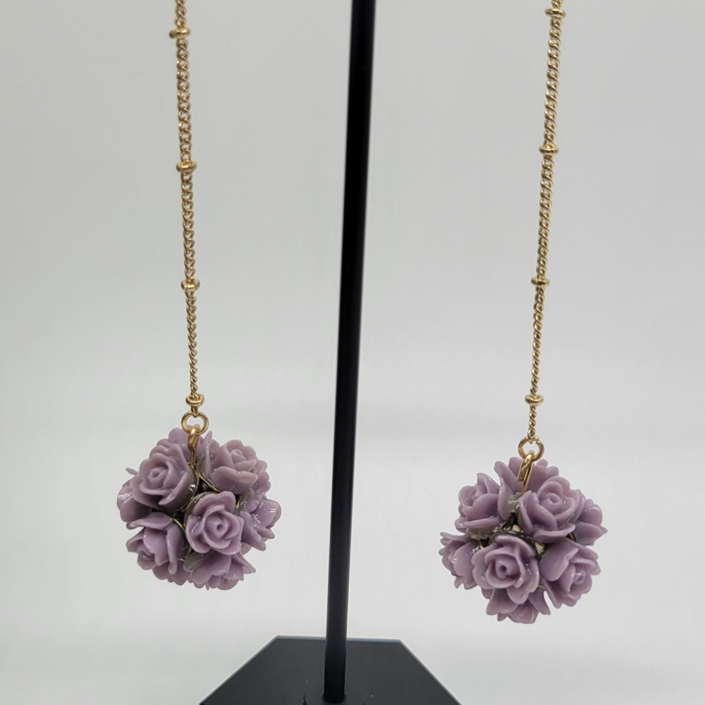 Dangling purple flower earrings by INC, New with tags